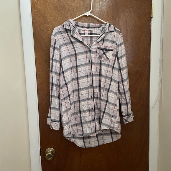 Victoria's Secret Other - Victoria's Secret Plaid Button-Up Shirt - Pink, Black, Gray